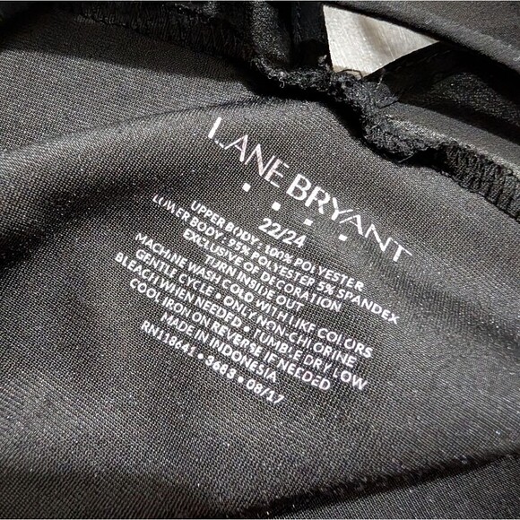 Lane Bryant Black Velvet Tank Top 22/24 Sheer Mesh Neckline Lace Trim Plus Size - Picture 5 of 5